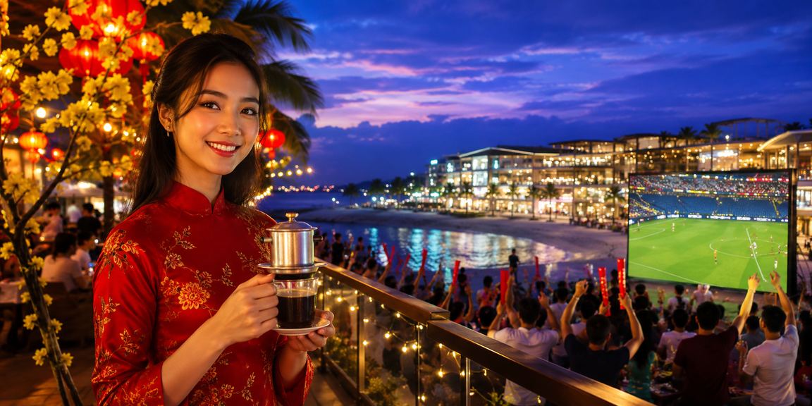 Người dùng xem kèo bóng đá tại quán cà phê Phú Quốc Việt Nam